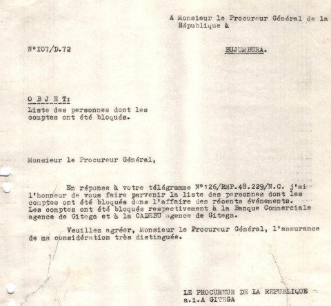 Découverte des archives sur le blocage des comptes des victimes du génocide de 1972 au Burundi